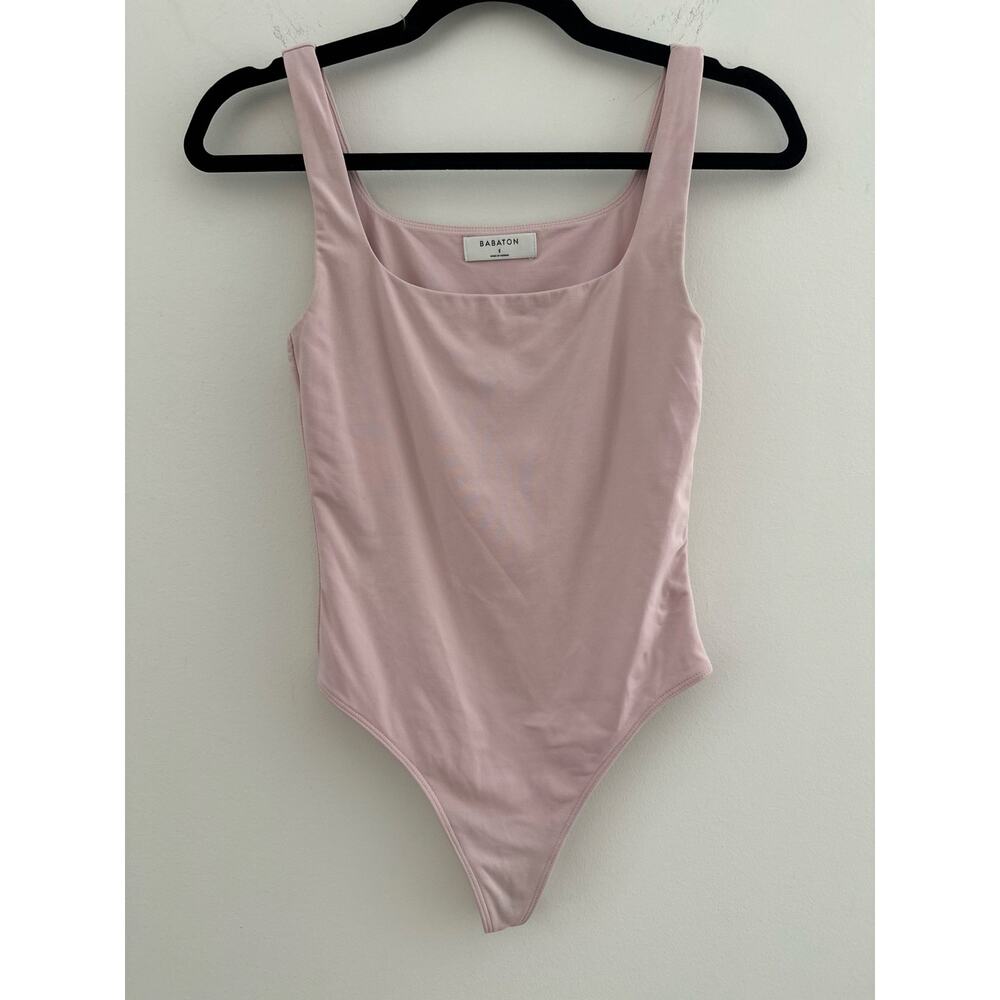 Babaton Contour Squareneck Thong Bodysuit Women's Small Pearl Blush Aritzia